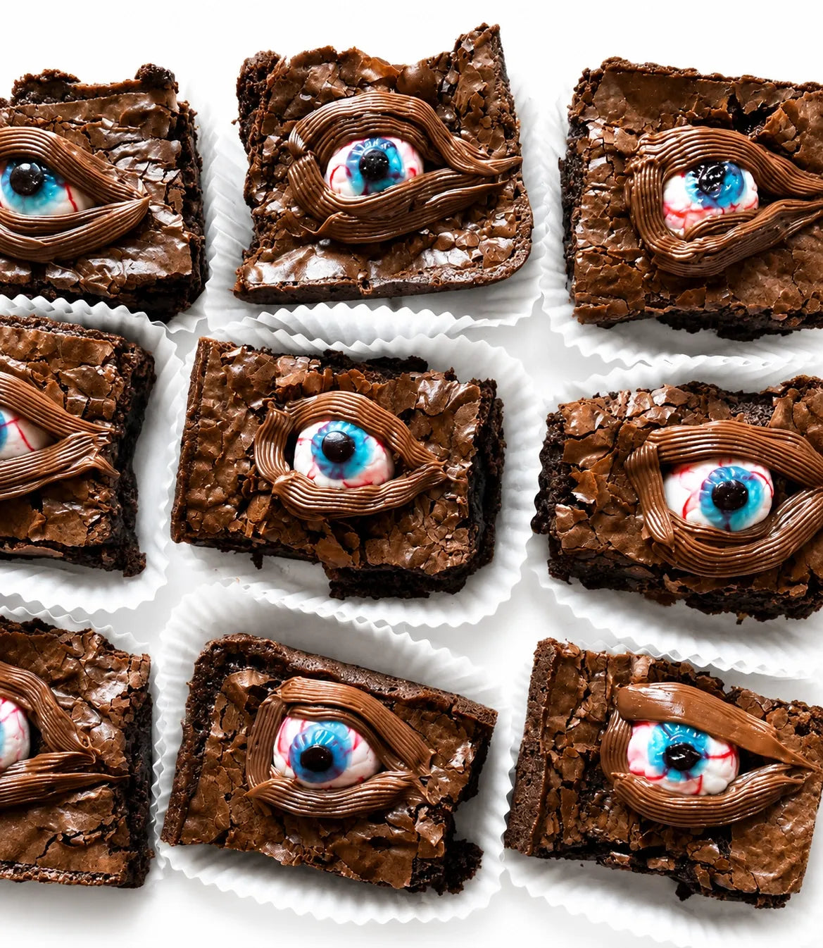 Sppoky eyeball brownies